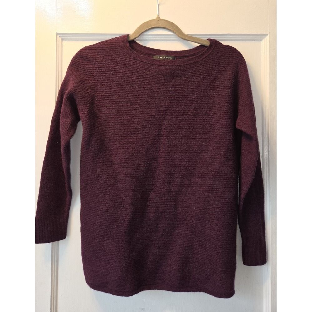 Tahari Sweater. 100% Merino Wool. Gorgeous Eggplant Color. M